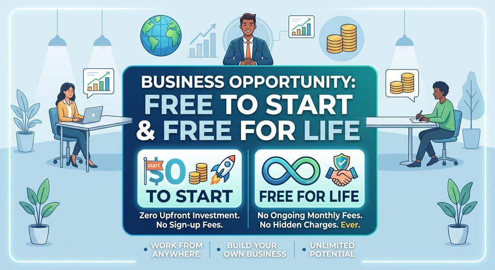 Free business opportunity — $0 to start and free for life, no sign-up fees or monthly costs Free business opportunity — $0 to start and free for life, no sign-up fees or monthly costs